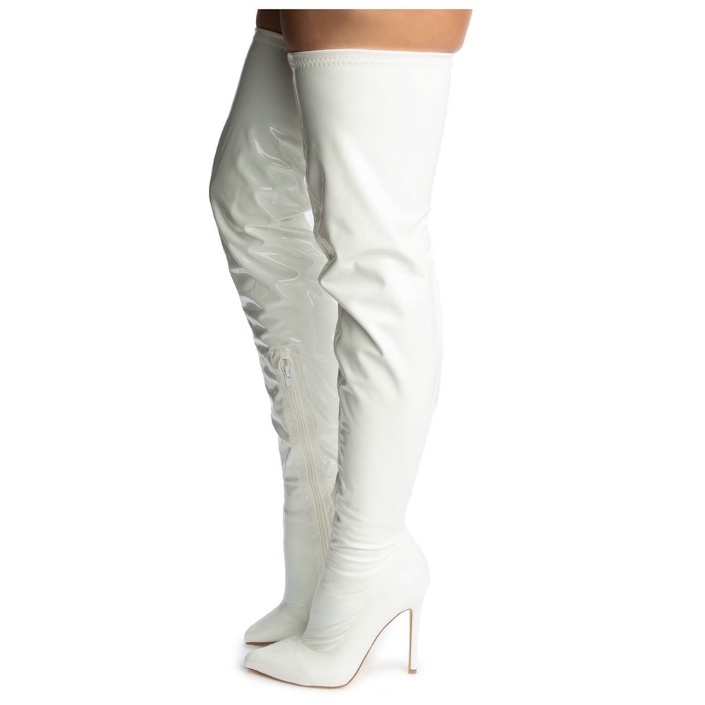 Liliana White Patent Over-the-Knee Boots - 8.5